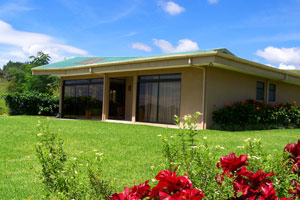 The modern houses are located in nicely landscaped grounds.